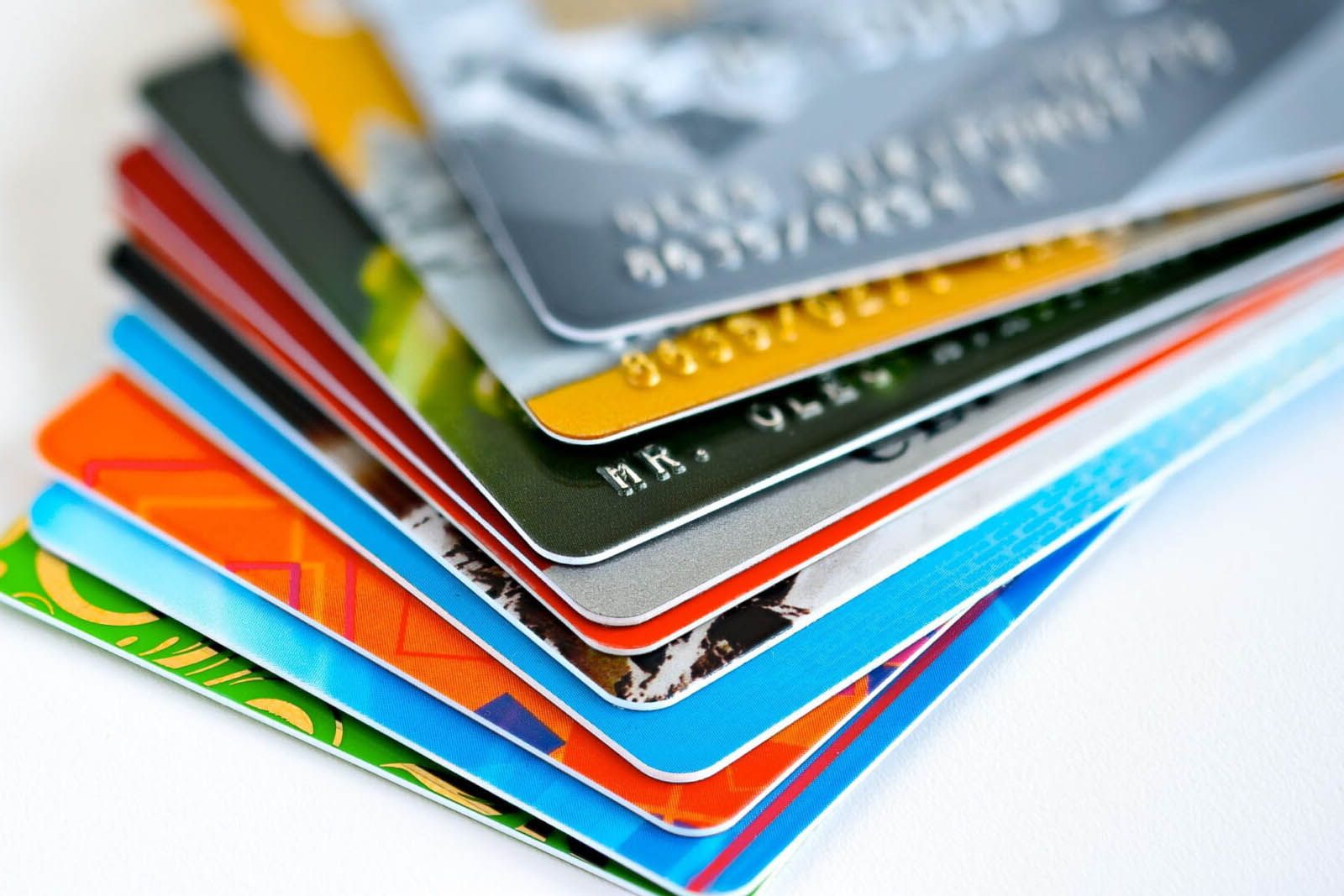 A picture of credit cards in a fan